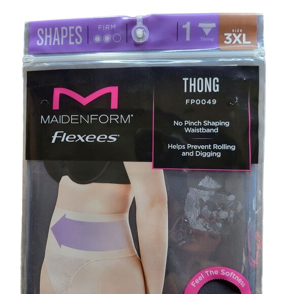 Maidenform Flexees Thong Underwear 3XL Womens Plus Size Shaping No Pinch 2 Pair - Picture 2 of 6